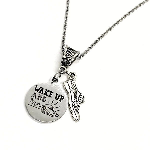 Runner Gift,  Wake Up And Run Necklace, Runner Necklace, Runner Jewelry, Gift For Her, Gift For Runner, Marathon Gift, Pendant Necklace