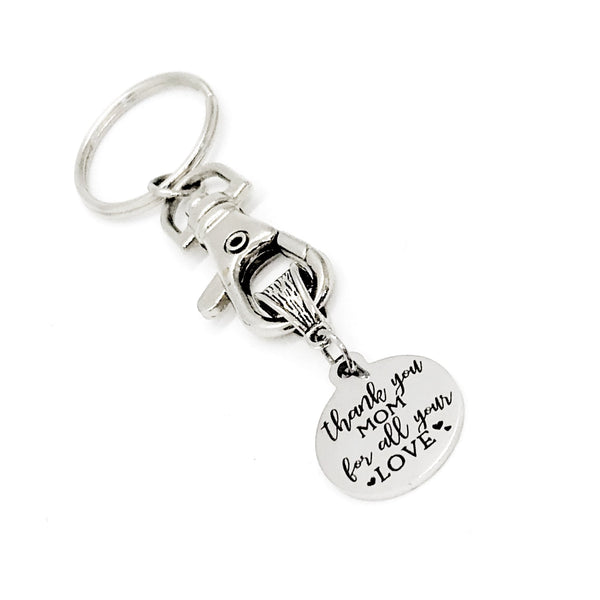 Mom Gift, Thank You Mom For All Your Love Keychain, Mom Keychain, Keychain Gift, Gift For Mom, Mothers Day Gift, Gift For Her, Wife Gift