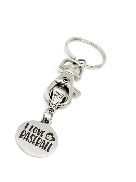 Baseball Keychain, I Love Baseball Keychain, Baseball Girlfriend, Baseball Mom Gift, Girlfriend Gift, Baseball Charm, Gift For Mom