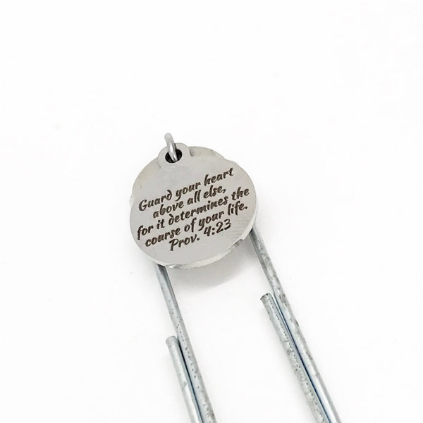 Bible Bookmark, Guard Your Heart Bookmark, Scripture Gifts, Proverbs 4 23, Christian Gifts, Charm Bookmark, Christian Bookmark, Faith Gifts