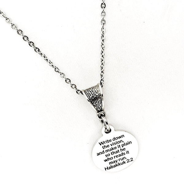 Motivation Gift, Write Down The Vision Necklace, Habakkuk 2 2, Encouraging Quote, Scripture Quote, Scripture Motivation, Scripture Gift