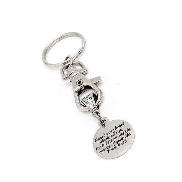Faith Gift, Guard Your Heart Keychain, Proverbs 4 23, Keychain Gift, Faith Keychain, Christian Keychain, Christian Gift