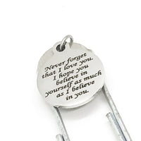 Encouraging Gift, Never Forget That I Love You Bookmark, Believe In Yourself, I Believe In You, Charm Bookmark, Paperclip Bookmark