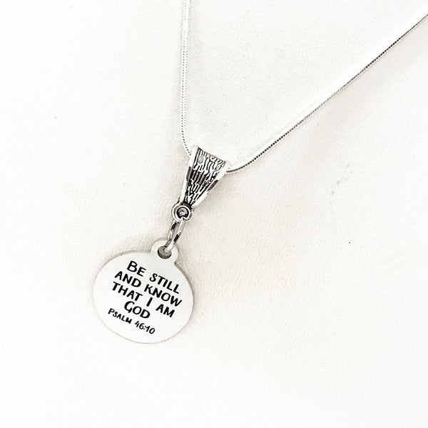 Faith Gift, Be Still And Know That I Am God Necklace, Psalm 46 10, Scripture Gift, Scripture Jewelry, Bible Verse Quote, Christian Jewelry