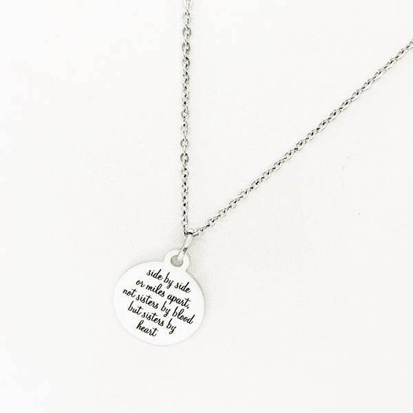 Friend Gift, Side By Side Or Miles Apart, Sisters By Heart Necklace, Best Friend Gift, Missing My Friend, Gift for Friend, Gift For Her