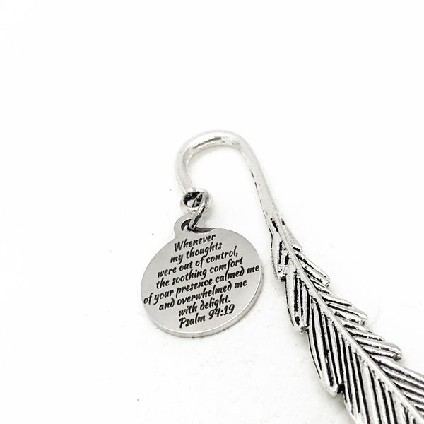 Faith Gift, God Calms Our Thoughts Bookmark, Psalm 94 19, God Is Our Delight, Christian Gifts, Faith Bookmark, Christian Bookmark