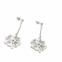 Four Leaf Clover Drop Dangle Earrings, Good Luck Jewelry, Good Luck Gifts, 4 Leaf Clover Gift, Good Luck Charm, Charm Earrings