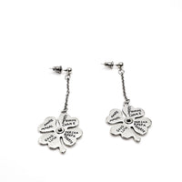 Four Leaf Clover Drop Dangle Earrings, Good Luck Jewelry, Good Luck Gifts, 4 Leaf Clover Gift, Good Luck Charm, Charm Earrings