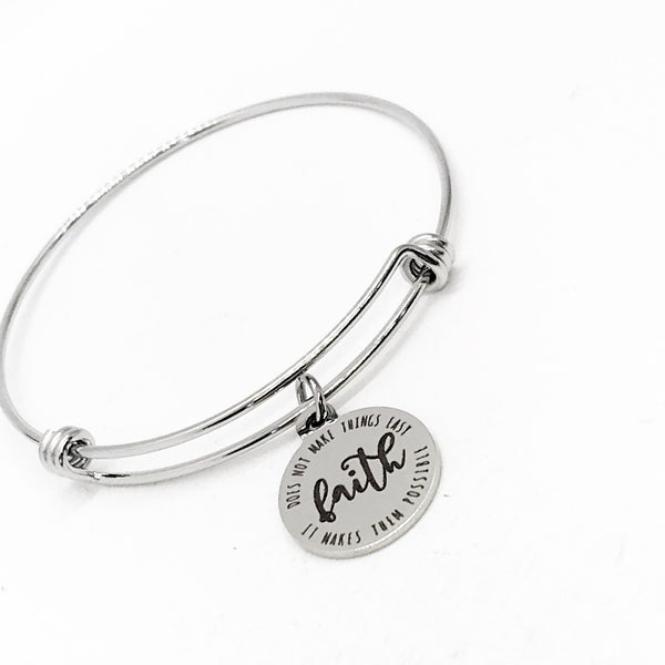 Faith Gift, Faith Makes Things Possible Not Easy Bracelet, Faith Jewelry, Christian Gift, Faith Quote, Gift For Her, Encouragement Gift