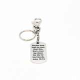 Scripture Quote, Greater Love Hath No Man Than To Lay Down His Life For His Friends Keychain, John 15 13, Military Scripture, Police Gift