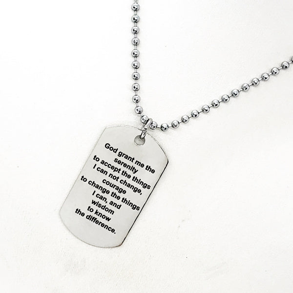 Serenity Prayer Necklace, Gift For Him, Serenity Courage Wisdom, Son Gift, Husband Gift, Man Necklace, Stainless Steel Necklace