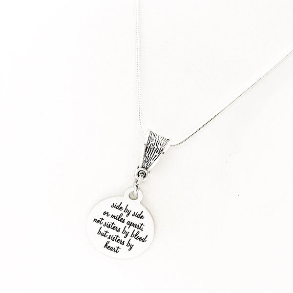 Friend Gift, Side By Side Or Miles Apart, Sisters By Heart Necklace, Best Friend Gift, Missing My Friend, Gift for Friend, Gift For Her