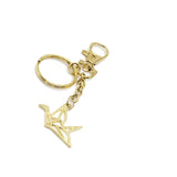 Origami Keychain, Goldtone Oragami Crane, Keychain Gift, Positivity Gift, Positivity Keychain, Peace And Good Will Gift, Good Health Gift