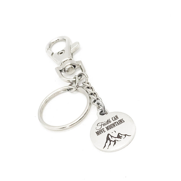 Faith Gifts, Faith Can Move Mountains Keychain, Matthew 17 20, Faith Quote, Christian Gifts, Christian Quotes, Scripture Keychain