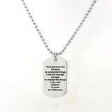 Serenity Prayer Necklace, Gift For Him, Serenity Courage Wisdom, Son Gift, Husband Gift, Man Necklace, Stainless Steel Necklace