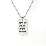 Scripture Gift, Greater Love Hath No Man Necklace, John 15 13 Necklace, Military Gift, Police Gift, Military Family, Police Family