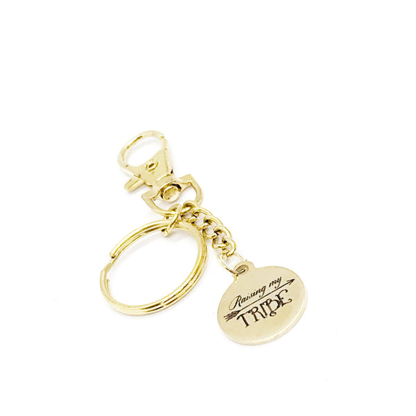 Mom Gift, Raising My Tribe Keychain, Mom Group Gift, Homeschooling Mom Group, Wife Gift, New Mom Gift, Gift For Her, Gold-tone Keychain Gift