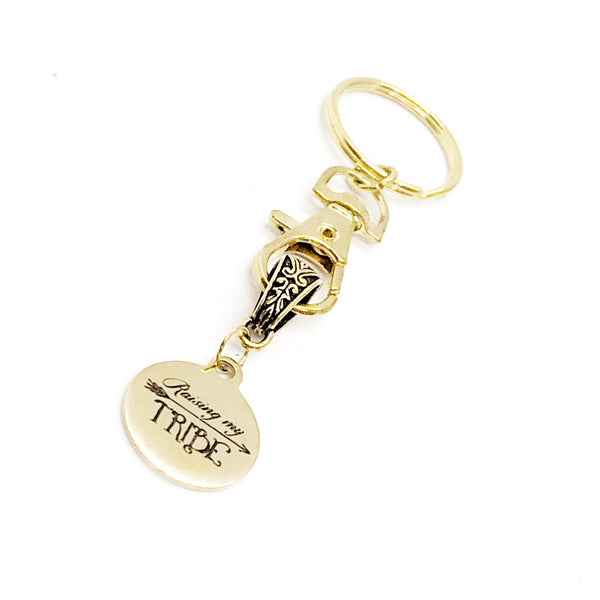 Mom Gift, Raising My Tribe Keychain, Charm Keychain, Goldtone Keychain, Gift For Mom, Mom Group Gifts, Mom Friends Gifts, Gift For Wife