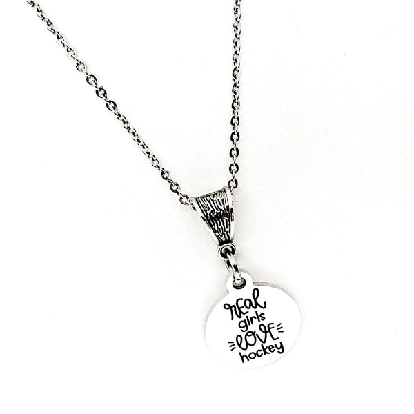 Real Girls Love Hockey Necklace, Hockey Lover Gift, Hockey Girlfriend, Hockey Fan Necklace, Hockey Jewelry, Hockey Mom Gift
