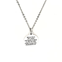 Write Down The Vision Necklace, Affirmation Jewelry, Attraction Jewelry, Vision Board Jewelry, Scripture Gifts, Habakkuk 2 2