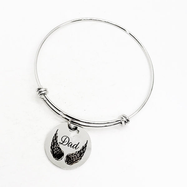 In Memory Of Dad Mom Custom bracelet - Sympathy Sterling Silver Cuff -  Nadin Art Design - Personalized Jewelry
