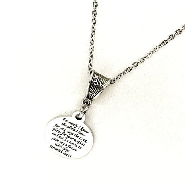 Scripture Gift, For Surely I Know The Plans I Have For You Necklace, Jeremiah 29 11 Jewelry, Faith Gift, Plans To Prosper You, God’s Plans