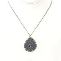 Mustard Seed Necklace, Antique Brass Mustard Seed Jewelry, Matthew 17 20 Mustard Seed Pendant, Ornate Teardrop Mustard Seed Necklace