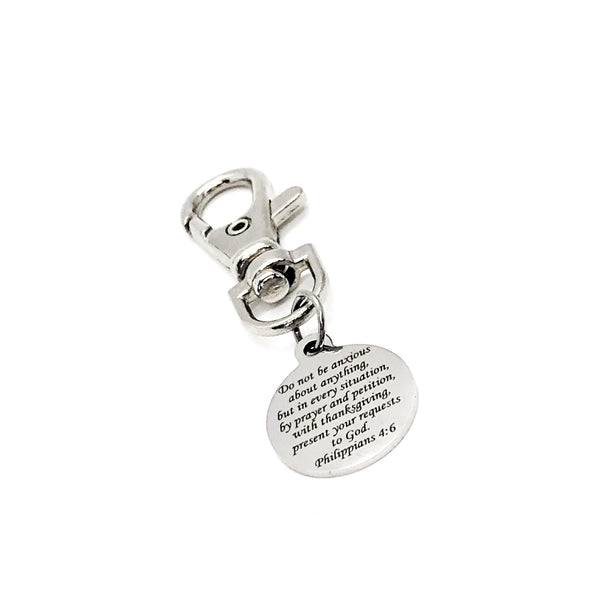 Scripture Gift, Do Not Be Anxious About Anything Clip On Charm, Philippians 4 6, Scripture Quote, Present Your Requests To God