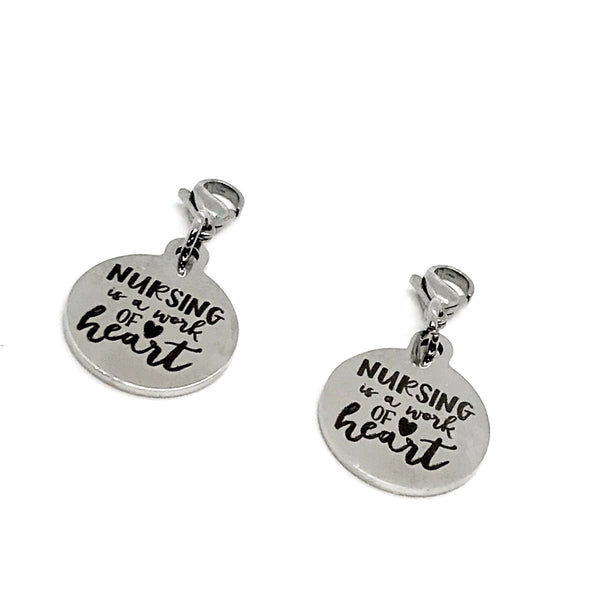 Clip On Charm, Mask Chain Charms, Nursing Is A Work Of Heart, Nurse Charm, Nurse Gift, Nursing Gifts, Nurse Mask Charm, Single Charm or Set