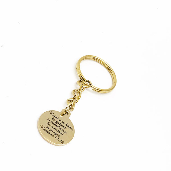 Scripture Gift, Rejoice In Hope Keychain, Romans 12 12, Christian Gift, Scripture Quote, Baptism Gift, Believer Gift, Faith Quote