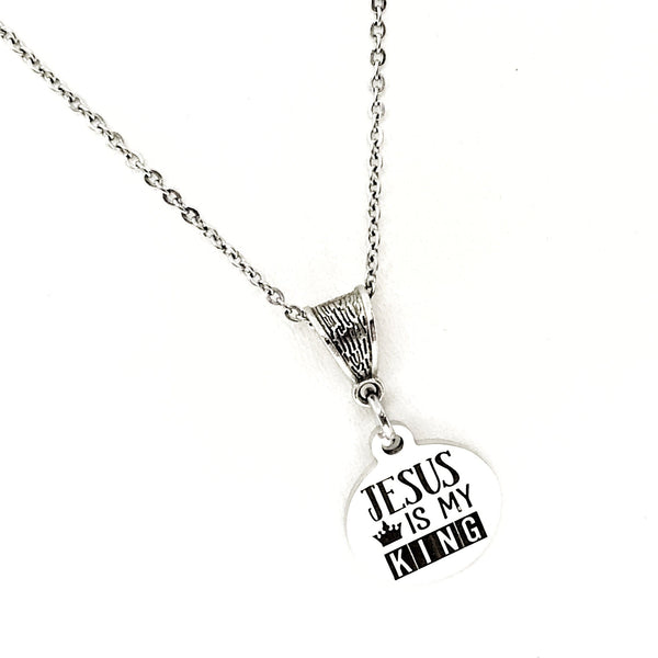 Faith Gift, Jesus Is My King Necklace, Christian Gift, Faith Jewelry, Christian Jewelry, Baptism Gift, Christian Necklace, Faith Necklace