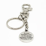 Scripture Gifts, As Iron Sharpens Iron Keychain, Proverbs 27 17, Faith Gifts, Scripture Quote, Christian Gift