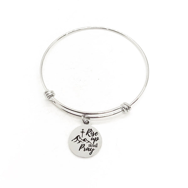 Faith Gift, Rise Up And Pray Bracelet, Charm Bangle, Christian Gift, Prayer Gift, Prayer Partner Gift, Gift For Her, Affirmation Gift