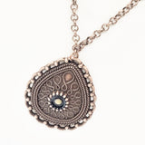 Mustard Seed Necklace, Antique Copper Mustard Seed Jewelry, Matthew 17 20 Mustard Seed Pendant, Ornate Teardrop Mustard Seed Necklace