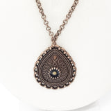 Mustard Seed Necklace, Antique Copper Mustard Seed Jewelry, Matthew 17 20 Mustard Seed Pendant, Ornate Teardrop Mustard Seed Necklace