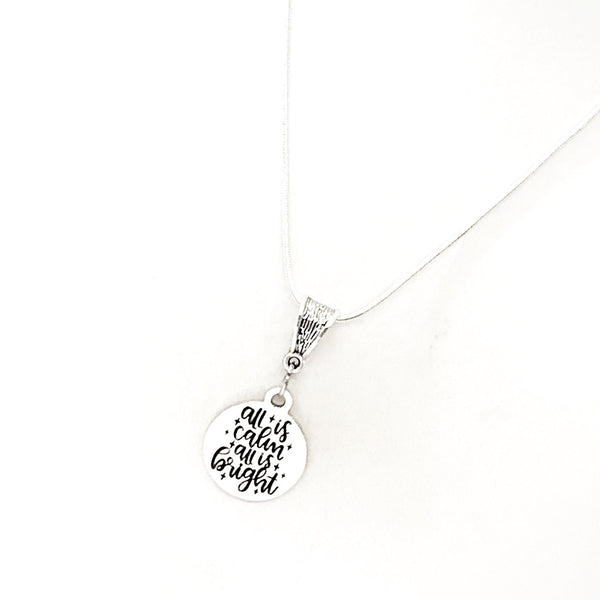 Christmas Jewelry, All Is Calm All Is Bright Necklace, Christmas Necklace, Christian Gifts, Christmas Gift, Gift For Her, Birth Of Jesus