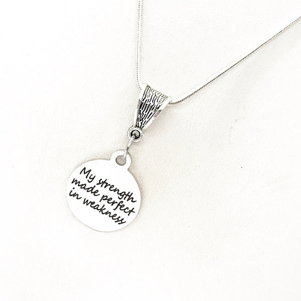 Faith Gift, My Strength Made Perfect In Weakness Necklace, Scripture Gift, 2 Cor 12 9, Scripture Jewelry, Christian Gift, Christian Jewelry