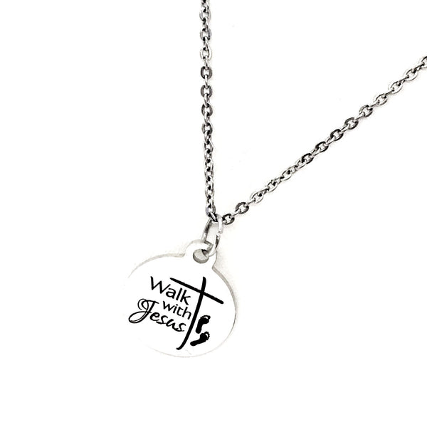 Faith Jewelry, Walk With Jesus Necklace, Christian Jewelry, Faith Necklace, Faith Quote, Christian Gifts, Baptism Gift, Gift For Her