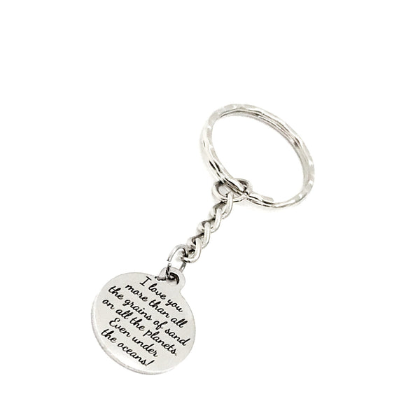 Love Gift, I Love You More Keychain, Than All The Grains Of Sand, Love Quote, Daughter Gift, Son Gift, Husband Gift, Wife Gift, Love Charm