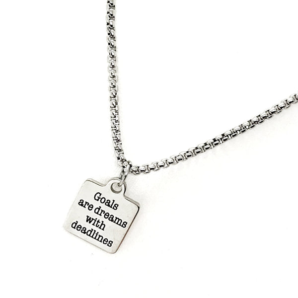 Motivation Gift, Dreams Are Goals With Deadlines Necklace, Motivating Quote, Dream Big, Motivating Gift, Encouragement Gift, Sports Gift