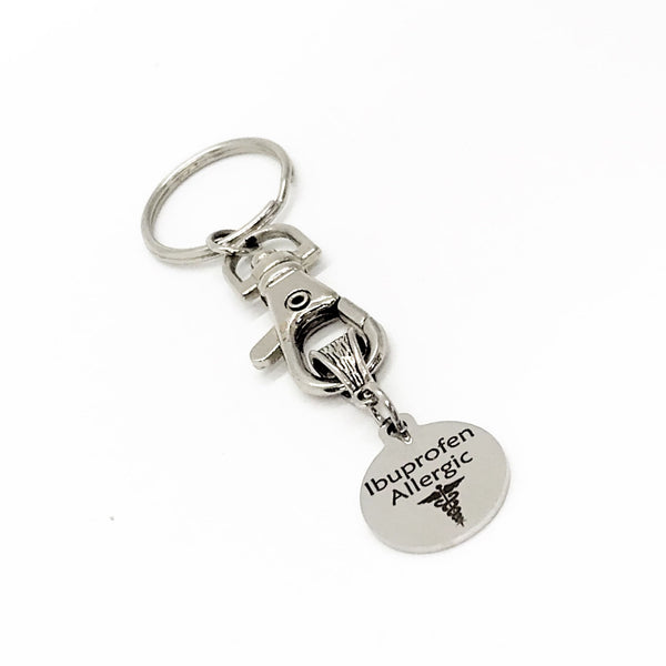 Medical Awareness Keychain, Ibuprofen Allergic Keychain, Medicine Allergy, Allergic to Ibuprofen, Allergy Notice, Medical Notice, C820