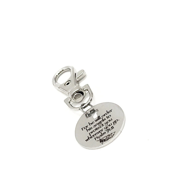 Protection Gift, For He Will Order His Angels To Protect You Wherever You Go Clip On Charm, Psalm 91 11, Daughter Gift, Son Gift