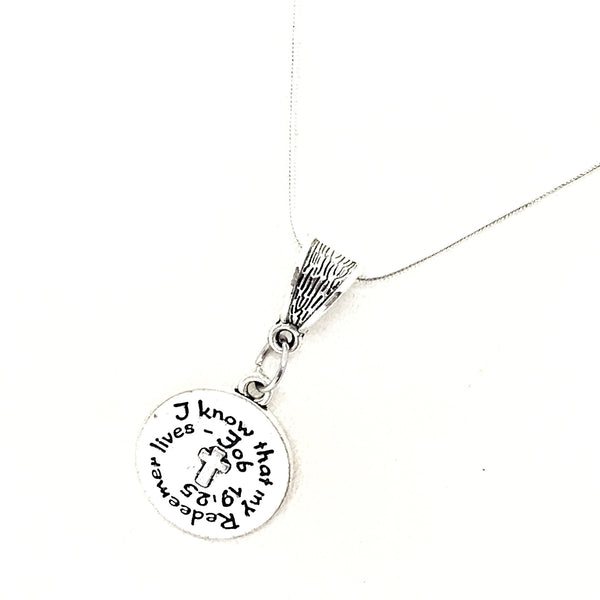 Faith Gift, I Know That My Redeemer Lives Necklace, Scripture Gift, Job 19 25, Scripture Jewelry, Christian Gift, Christian Jewelry