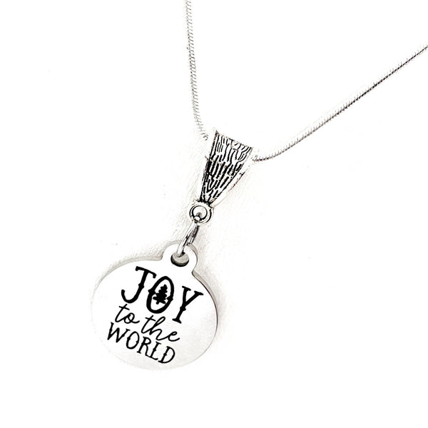 Christmas Jewelry, Joy To The World Necklace, Christmas Quote, Christmas Necklace, Gift For Her, Joy Gift, Joy All Year, Joy Charm
