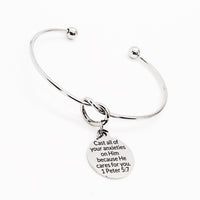 Scripture Gifts, Cast All Of Your Anxieties On Him Bracelet, Charm Bracelet, Scripture Quote, Bible Verse Gifts, Bible Verse Quotes