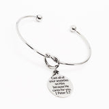 Scripture Gifts, Cast All Of Your Anxieties On Him Bracelet, Charm Bracelet, Scripture Quote, Bible Verse Gifts, Bible Verse Quotes