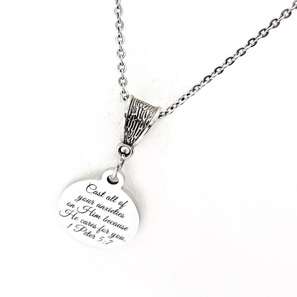 Scripture Gifts, Cast All Of Your Anxieties On Him Necklace, 1 Peter 5 7, Jesus Cares For You, Faith Jewelry, Scripture Quote, Bible Verse