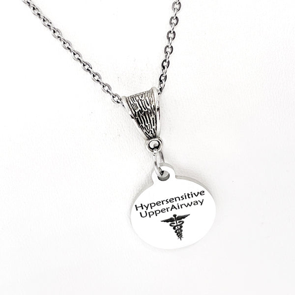 Medical Notification Jewelry, Hypersensitive Upper Airway Necklace, Medical Notice Necklace, Medical Notification Necklace, Sensitive Airway