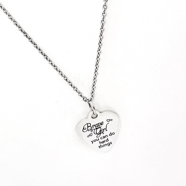 Motivating Her, Brave Girl You Can Do Hard Things Necklace, Motivational Quote, Encouragement Gift, Encouraging Her, Daughter Gift