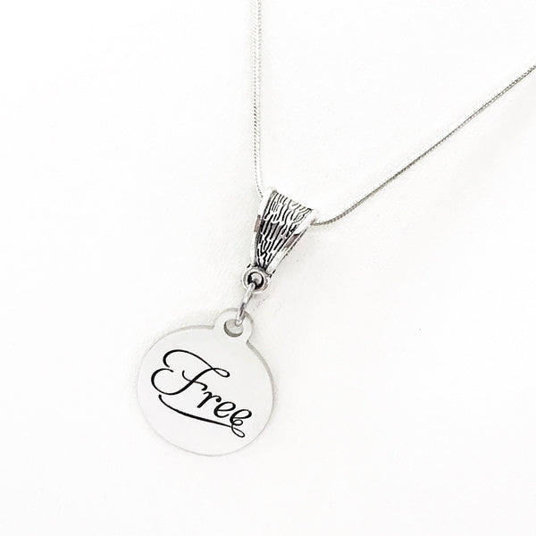 Affirmation Jewelry, Free Word Necklace, Freedom, Affirmation Words, Divorce Gift, Self Care Gift, Affirmation Necklace, Recovery Gift